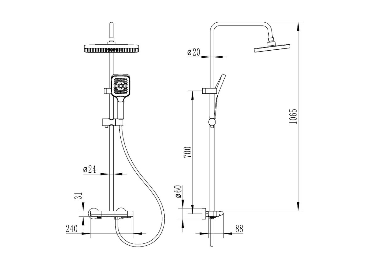 Душевая стойка Ceruttispa IGINO W цвет молочный (белый) 11408