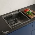 Мойка кухонная Ceruttispa ГЛОРИЯ (GLORIA) 5045B nano black (графит) из нержавеющей стали (500х450х220)
