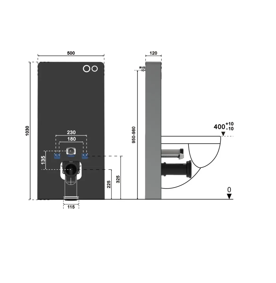 Модуль - инсталляция приставная Ceruttispa G111B черное стекло