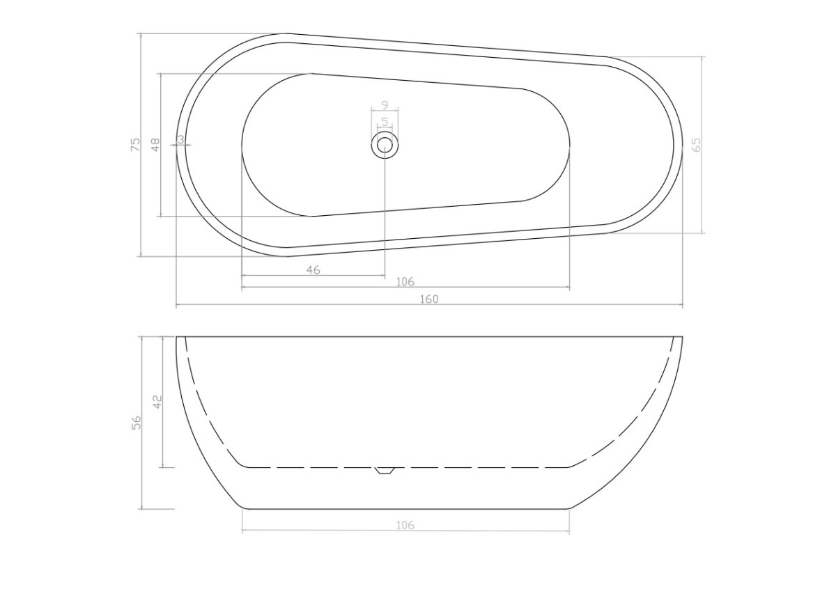 Отдельностоящая акриловая ванна Cerutti SPA MiMi 160 CT11288 без гидромассажа