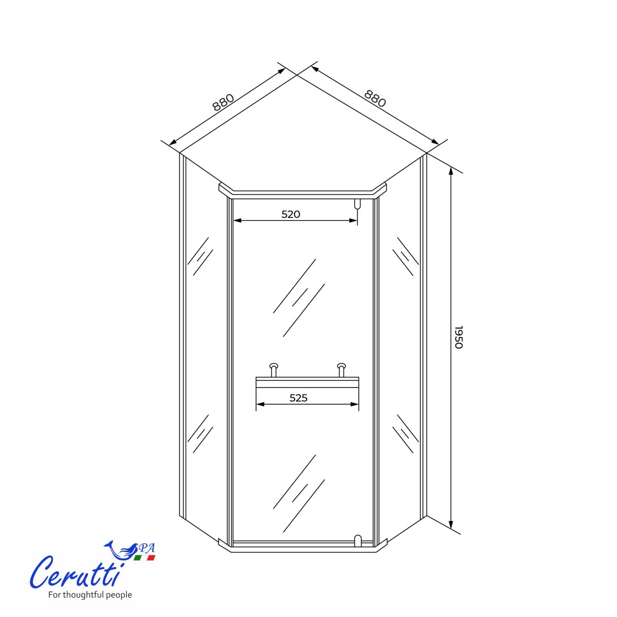Душевое ограждение Ceruttispa CHIKA ZP91BF, 90x90 см, черный профиль, матовое стекло, без поддона, 12041
