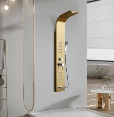 Душевая панель CeruttiSpa CELIA G с гидромассажем, цвет золото, 150х22 см