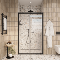 Дверь в нишу CeruttiSPA Gloria D120B, раздвижная, черный профиль, 120х195 см