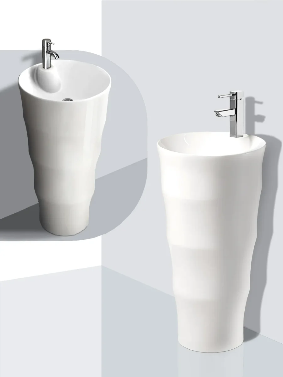 Раковина напольная Ceruttispa MARCO белая, литая с пьедесталом 42х42х83 см