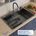 Мойка кухонная Ceruttispa ГЛОРИЯ (GLORIA) 7050B nano black (графит) из нержавеющей стали, 70х50х22 см