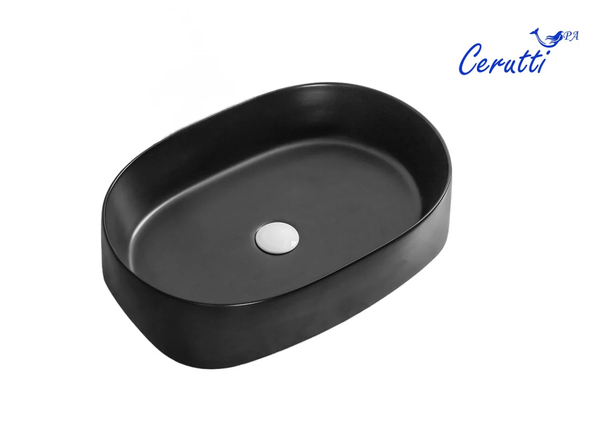 Раковина накладная Ceruttispa CR2691 черная матовая, овальная, 56х39х14