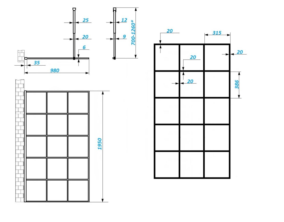 Душевое ограждение Cerutti SPA MUZA T100, 100х195 см, без поддона