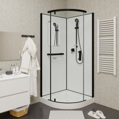 Душевая кабина Cerutti SPA KORRA90B тропический душ, угловая, черный профиль