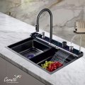 Многофункциональная кухонная мойка CeruttiSpa GLORIA Pro nano black (графит) (750х460х230)