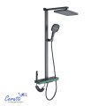 Душевая стойка Ceruttispa MAURO с кнопочным смесителем, верхний и ручной, гигиенический душ, цвет графит, 11362