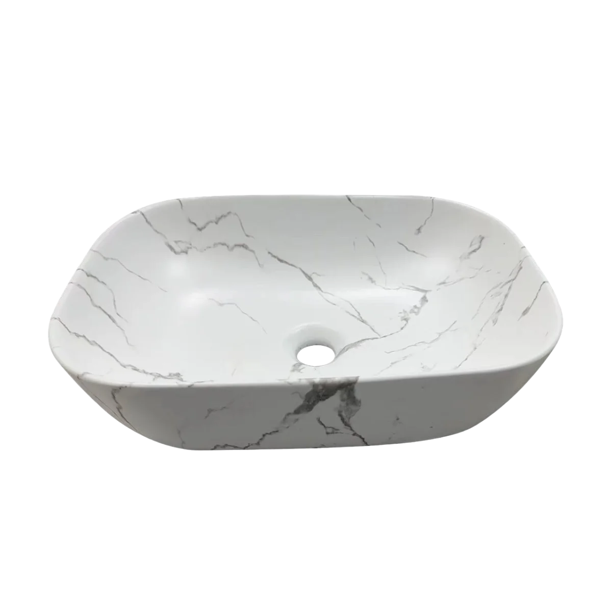 Раковина накладная Ceruttispa CR8215MMW матовый белый мрамор, 45,5х32х13,5 см