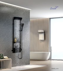 Душевая панель Cerutti SPA MAIELLA B CT8985, с полкой, цвет черный, 130х35 см