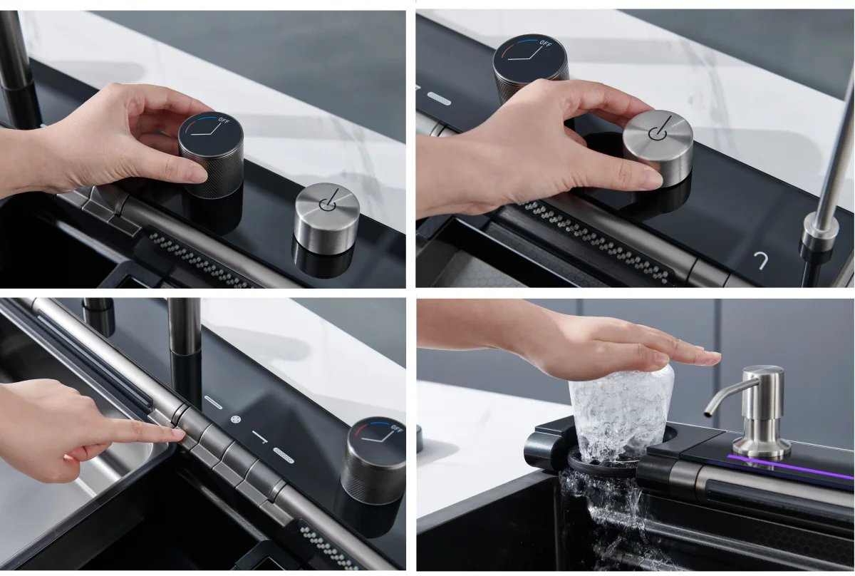 Многофункциональная кухонная мойка CeruttiSpa GLORIA Pro nano black (графит) (750х460х230)