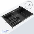 Мойка кухонная Ceruttispa ГЛОРИЯ (GLORIA) 7050B nano black (графит) из нержавеющей стали, 70х50х22 см