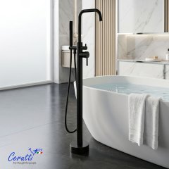 Ceruttispa АФРА (AFRA) B Напольный смеситель для отдельностоящей ванны, цвет черный матовый