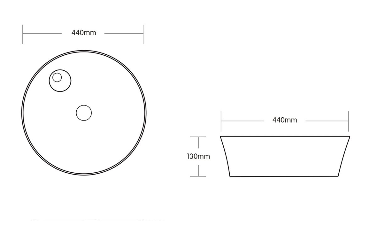 Раковина накладная Ceruttispa CR0090 круглая, белая, с отверстием под смеситель, 44х44х13 см