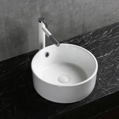 Раковина накладная Ceruttispa CR7022 круглая, с переливом, белая, 42х42х17 см