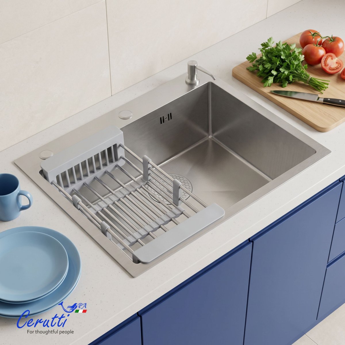 Мойка кухонная Ceruttispa ГЛОРИЯ (GLORIA) 6045 nano embos (матовый хром) из нержавеющей стали (600х450х220)