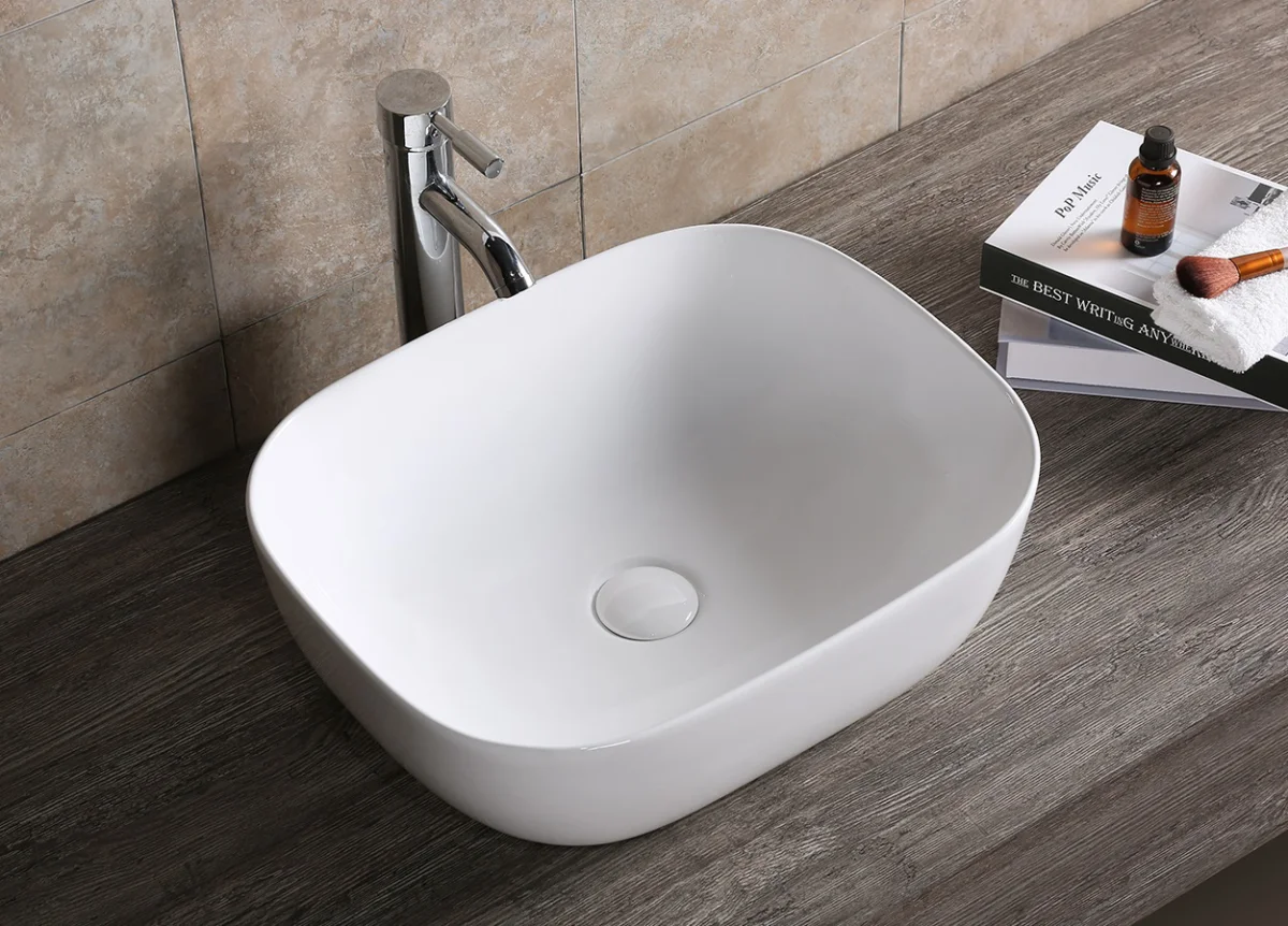 Раковина накладная Ceruttispa CR0078 прямоугольная, белая 50.5х40х14 см