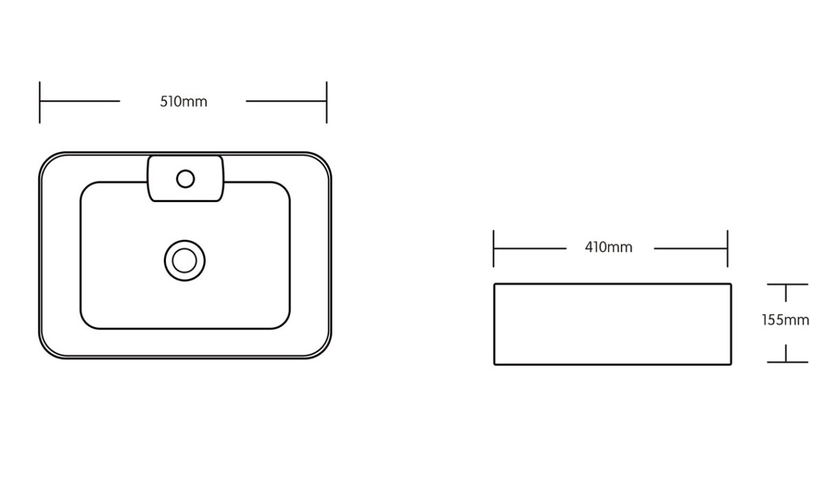 Раковина накладная Ceruttispa CR0097 прямоугольная, глубокая, белая, 51х41х15,5 см, с отверстием под смеситель