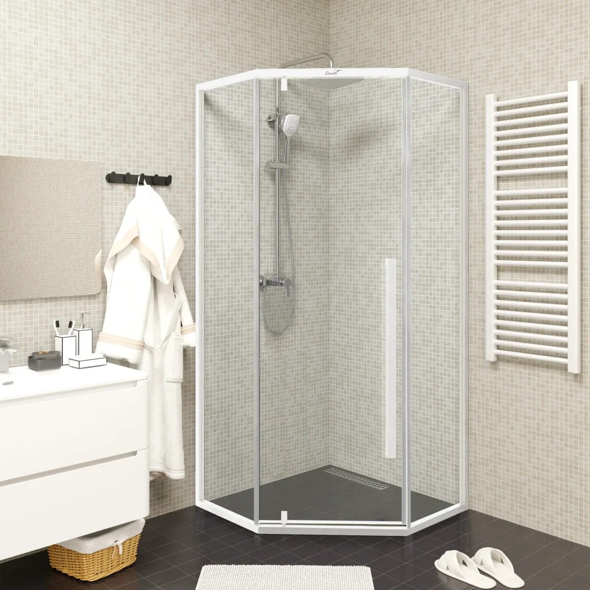 Душевое ограждение Cerutti SPA C3AW, 90x90 см, без поддона, стекло 5 мм