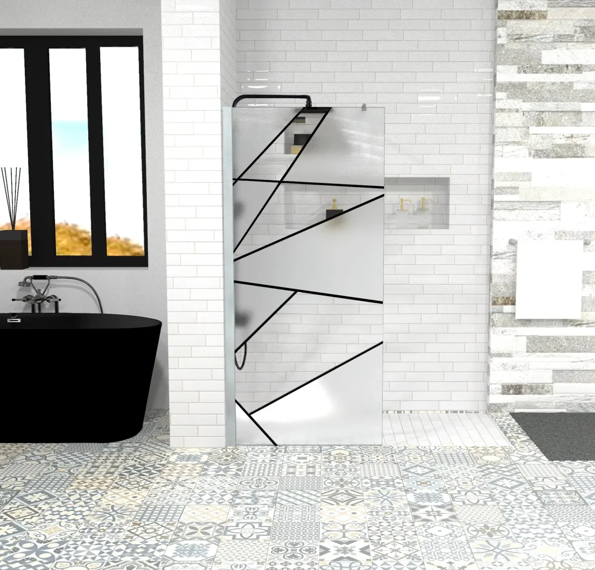 Душевое ограждение Ceruttispa PICK T90 (90x190), стекло 8 мм, матовое с прозрачным