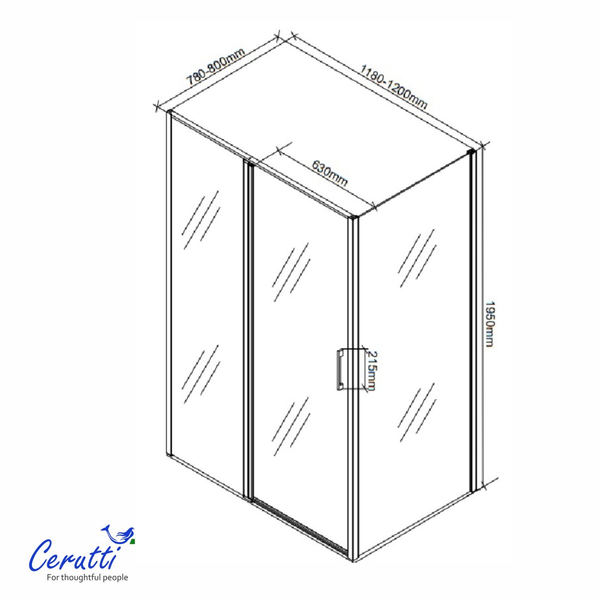 Душевое ограждение Cerutti SPA VICTORIA 120BF R (120x90x195), без поддона, матовое стекло 6 мм