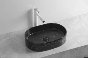 Раковина накладная Ceruttispa CR0055B MMB2 мрамор черный матовый, овальная, 50х35х12 см