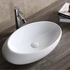 Раковина накладная Ceruttispa CR0058B смешенный овал, белая, 58х37х14,5 см