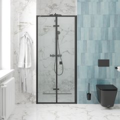 Дверь в нишу CeruttiSPA BELLA D81B, раздвижная, 80х195 см, черный профиль