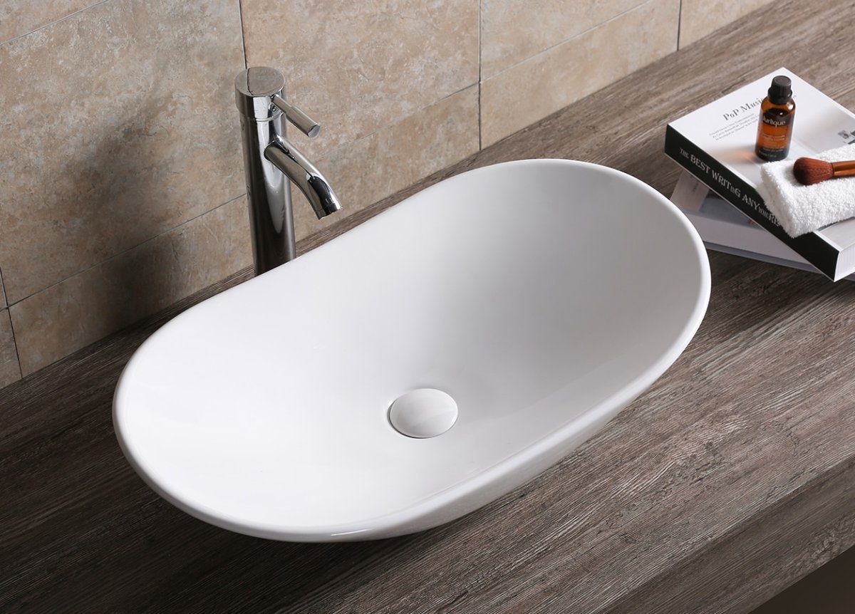 Раковина накладная Ceruttispa CR7031B овальная, белая, 64х36х14 см