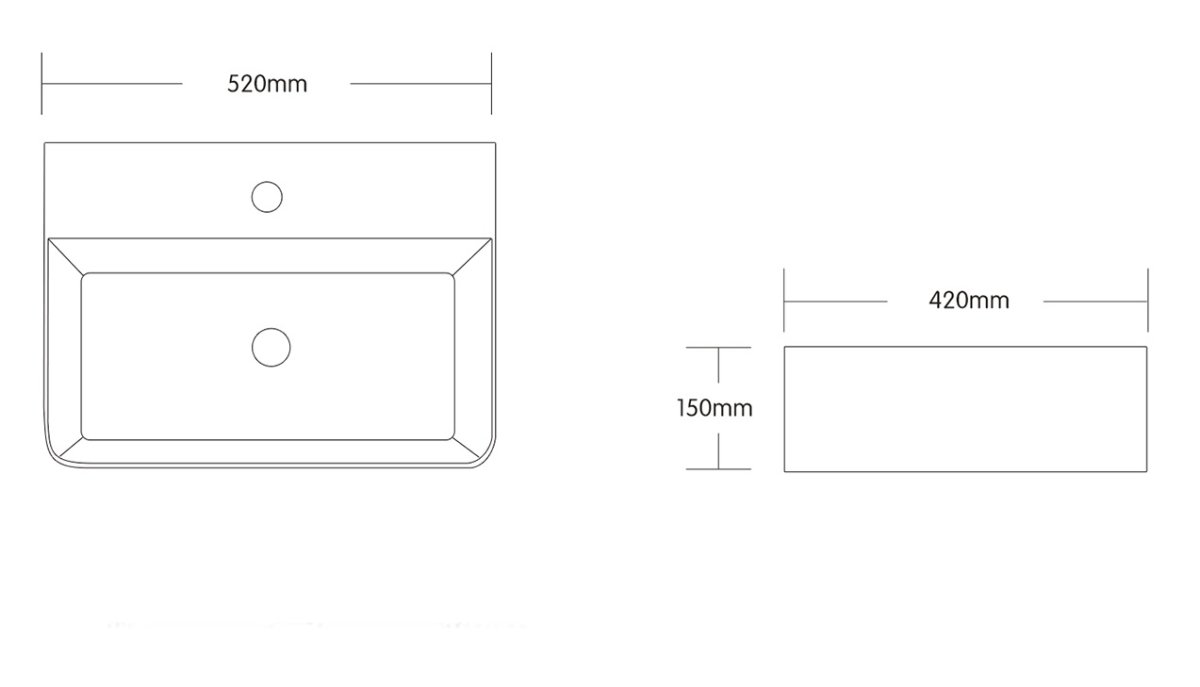 Раковина накладная Ceruttispa CR0094 прямоугольная, белая, 52х42х15 см, с отверстием под смеситель