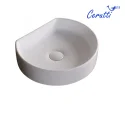 Раковина накладная Ceruttispa CR7088 полукруглая, белая, 40х35х10 см