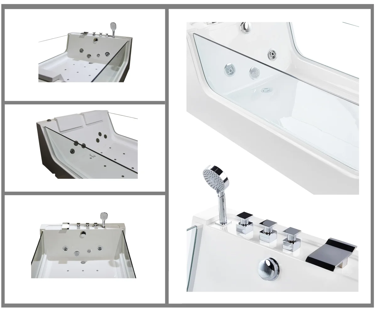 Гидромассажная ванна Ceruttispa C-454A двухместная 170х120 см, с  аэромассажем и цветной подсветкой