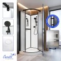 Душевая кабина Cerutti SPA  KORRA 90BF (90x90x205) угловая, без крыши, матовое стекло, черный профиль, 12018