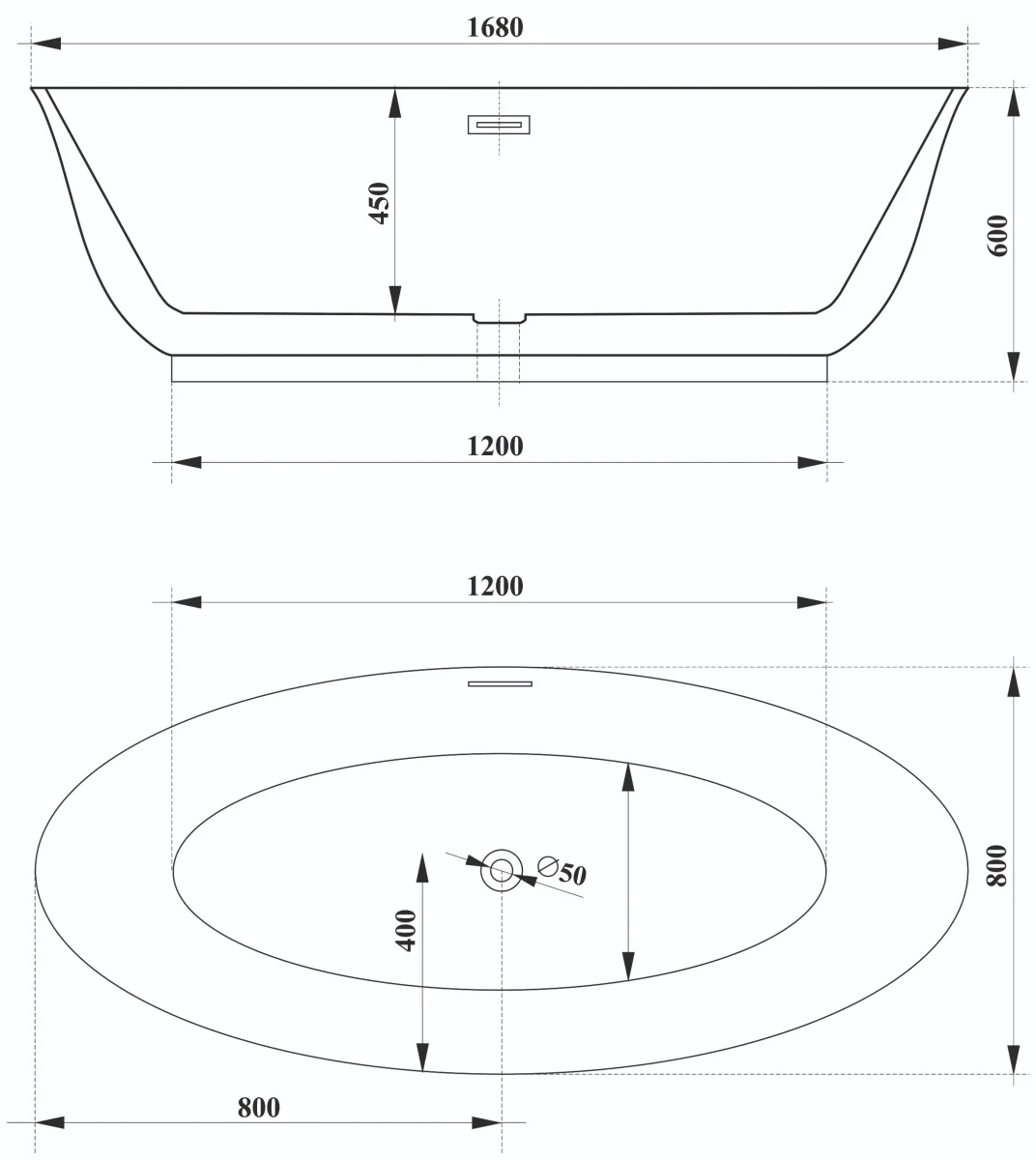 Отдельностоящая акриловая ванна Cerutti SPA GRETA170 без гидромассажа