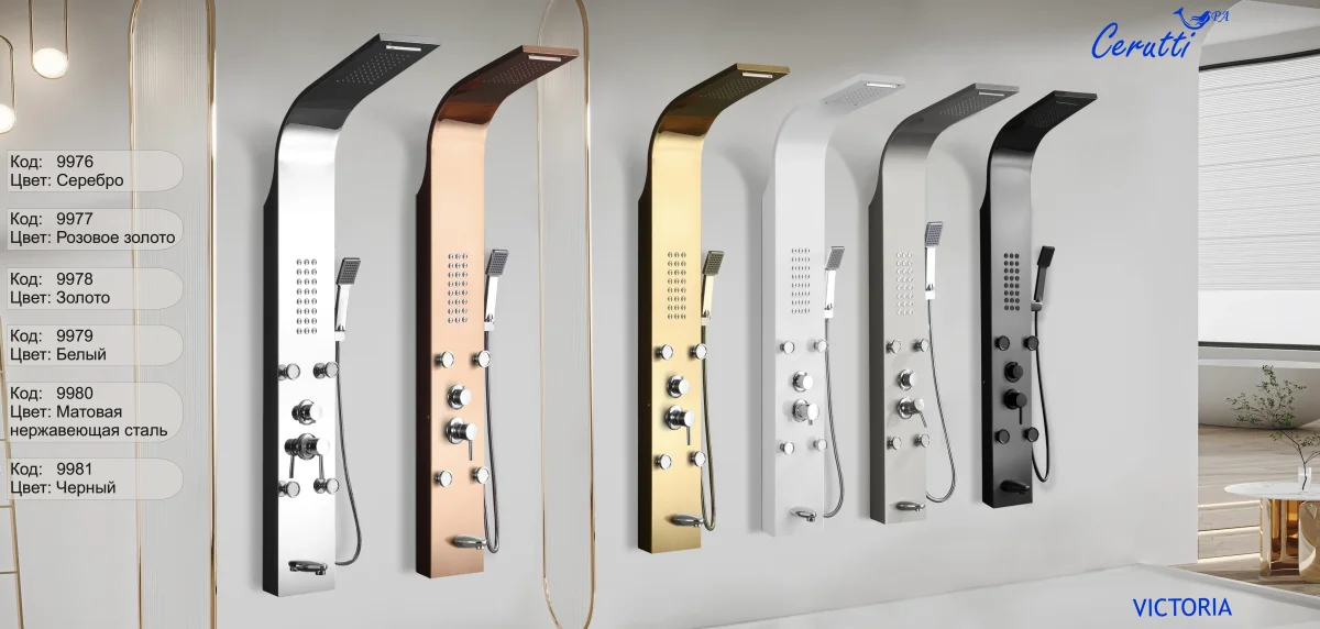 Душевая панель Ceruttispa VICTORIA W с гидромассажем, цвет белый, 150х22 см