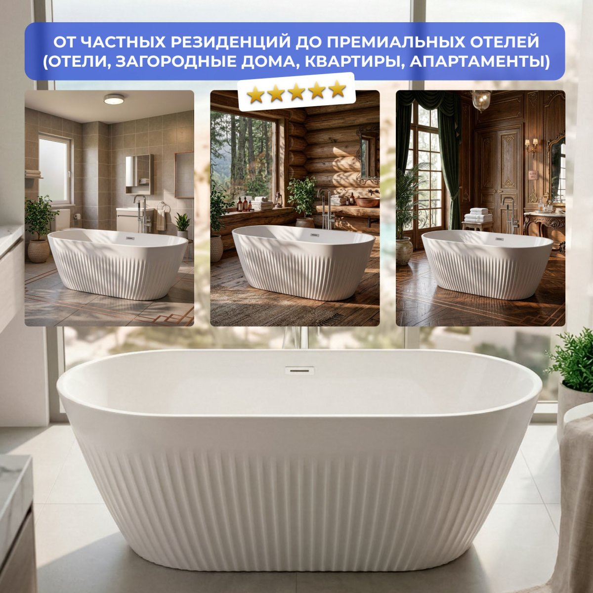 Отдельностоящая акриловая ванна Ceruttispa АВАТАР (AVATR) 170  без гидромассажа