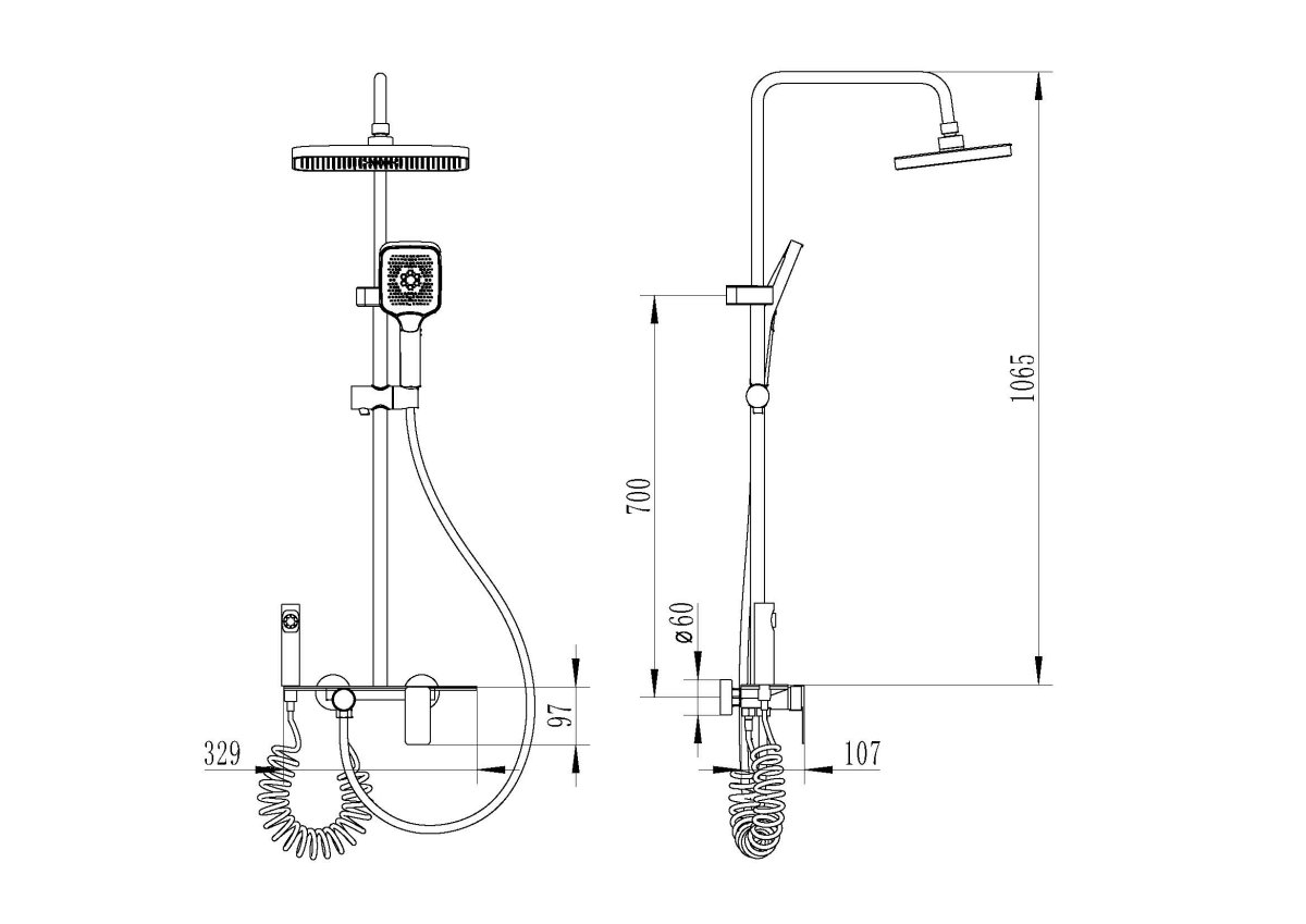 Душевая стойка Ceruttispa IVO цвет графит, 11356