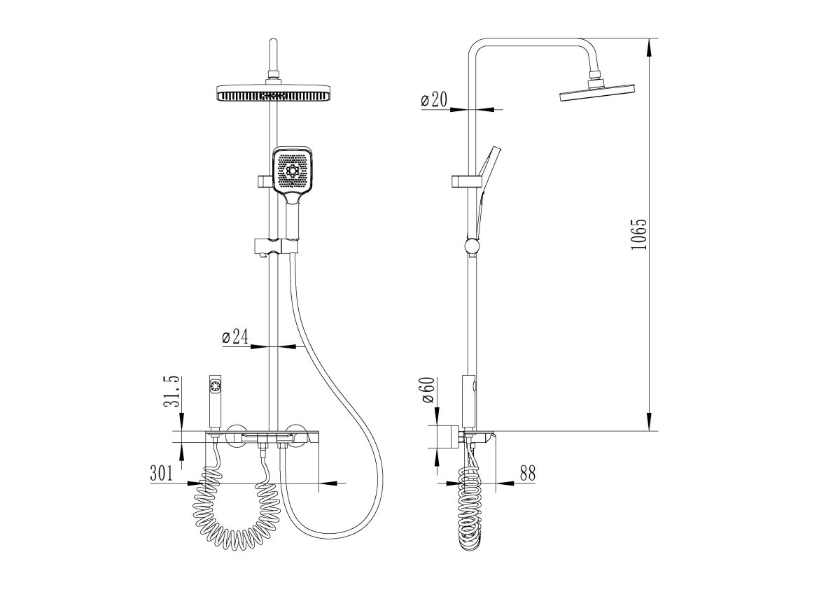 Душевая стойка Ceruttispa FLAVIO цвет графит, 11406