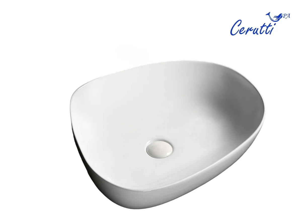 Раковина накладная Ceruttispa CR0044 асимметричная, белая 55х42х14 см