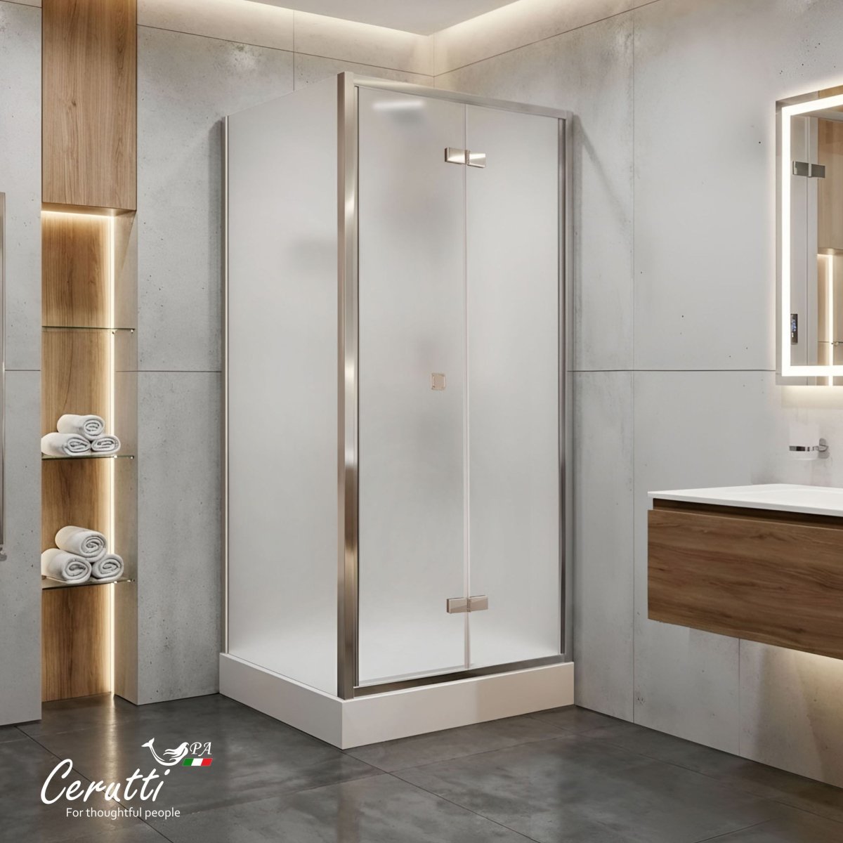 Душевая кабина Ceruttispa BELLA 90F (90x90x215-225) тропический душ, угловая, без крыши