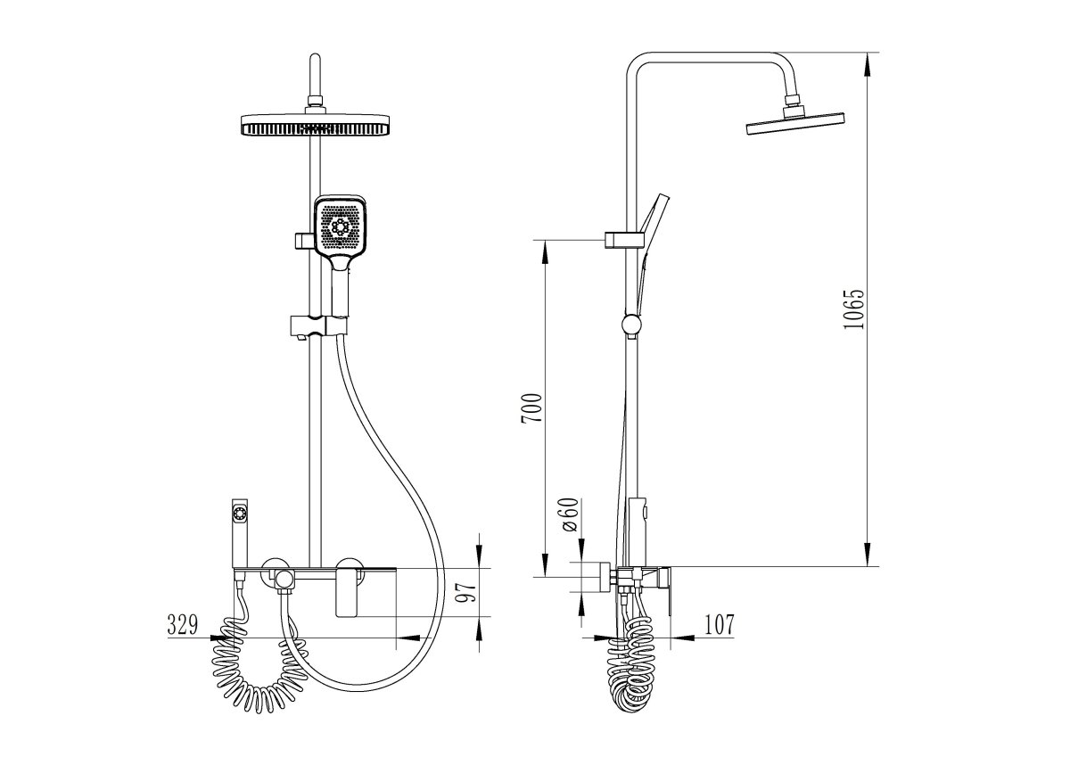 Душевая стойка Ceruttispa LIVIO цвет графит, 11409