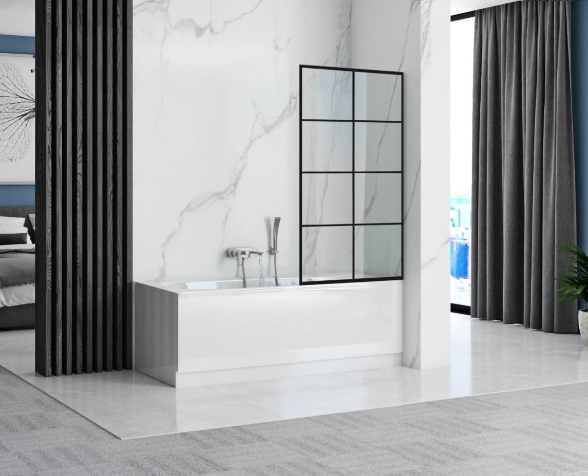 Шторка для ванны Cerutti SPA MUZA F80, черный профиль, черный рисунок, 80х195 см