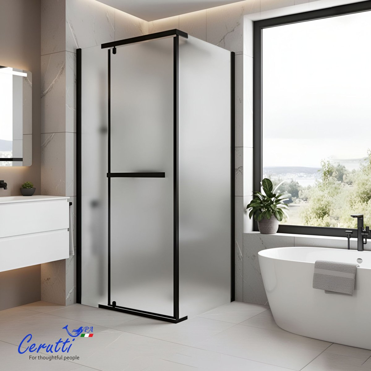 Душевое ограждение Cerutti SPA Ceruttispa MIMI ZQ91BF (90x90x195), без поддона, матовое стекло 6 мм