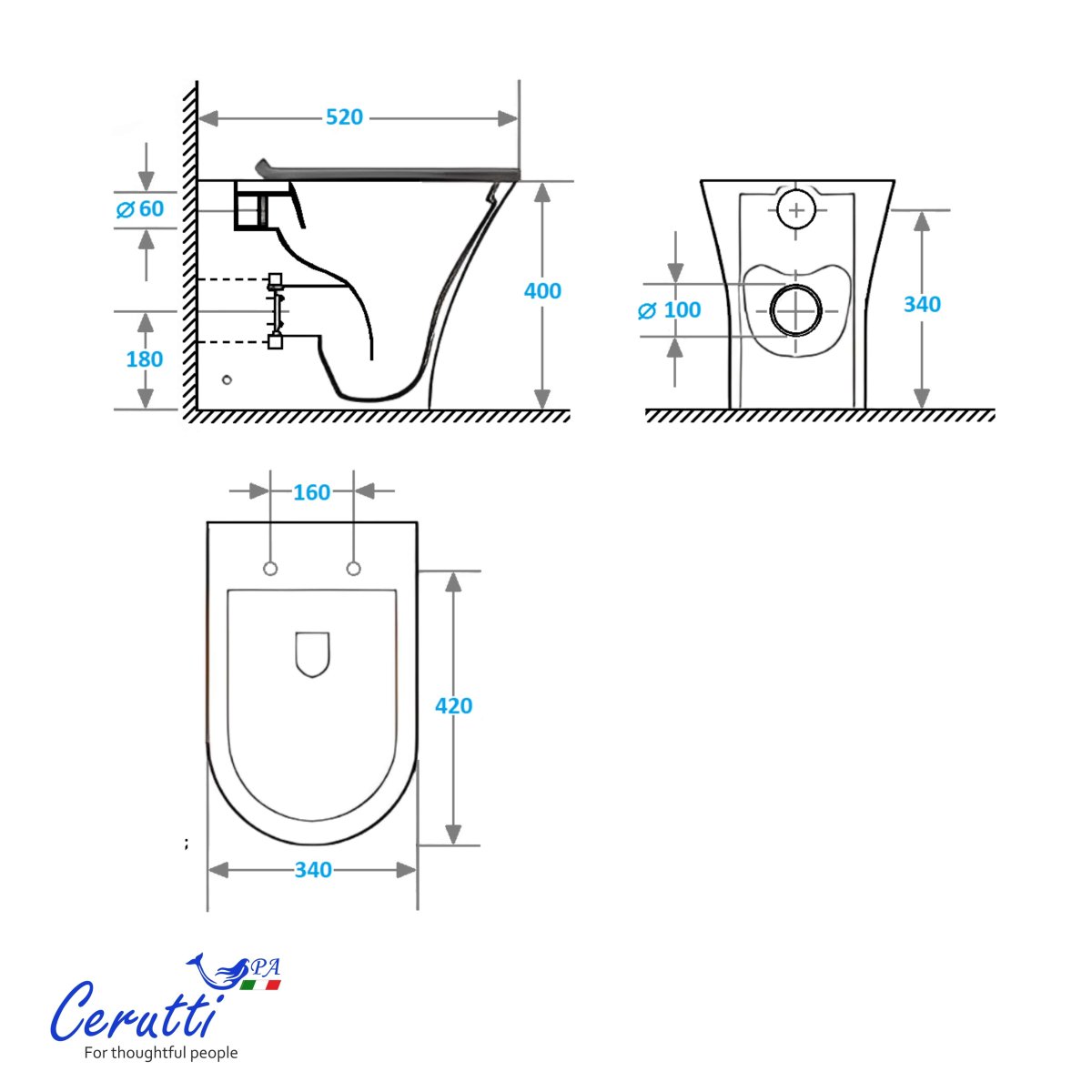 Унитаз приставной CeruttiSPA BERNINA F 7842
