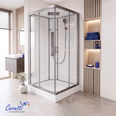 Душевая кабина Cerutti SPA Ceruttispa АМИ (AMI) Quadro GG (90х90х215), тропический душ, угловая, с крышей