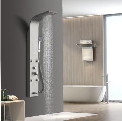 Душевая панель Ceruttispa VICTORIA BR с гидромассажем, цвет матовая нержавеющая сталь, 150х22 см