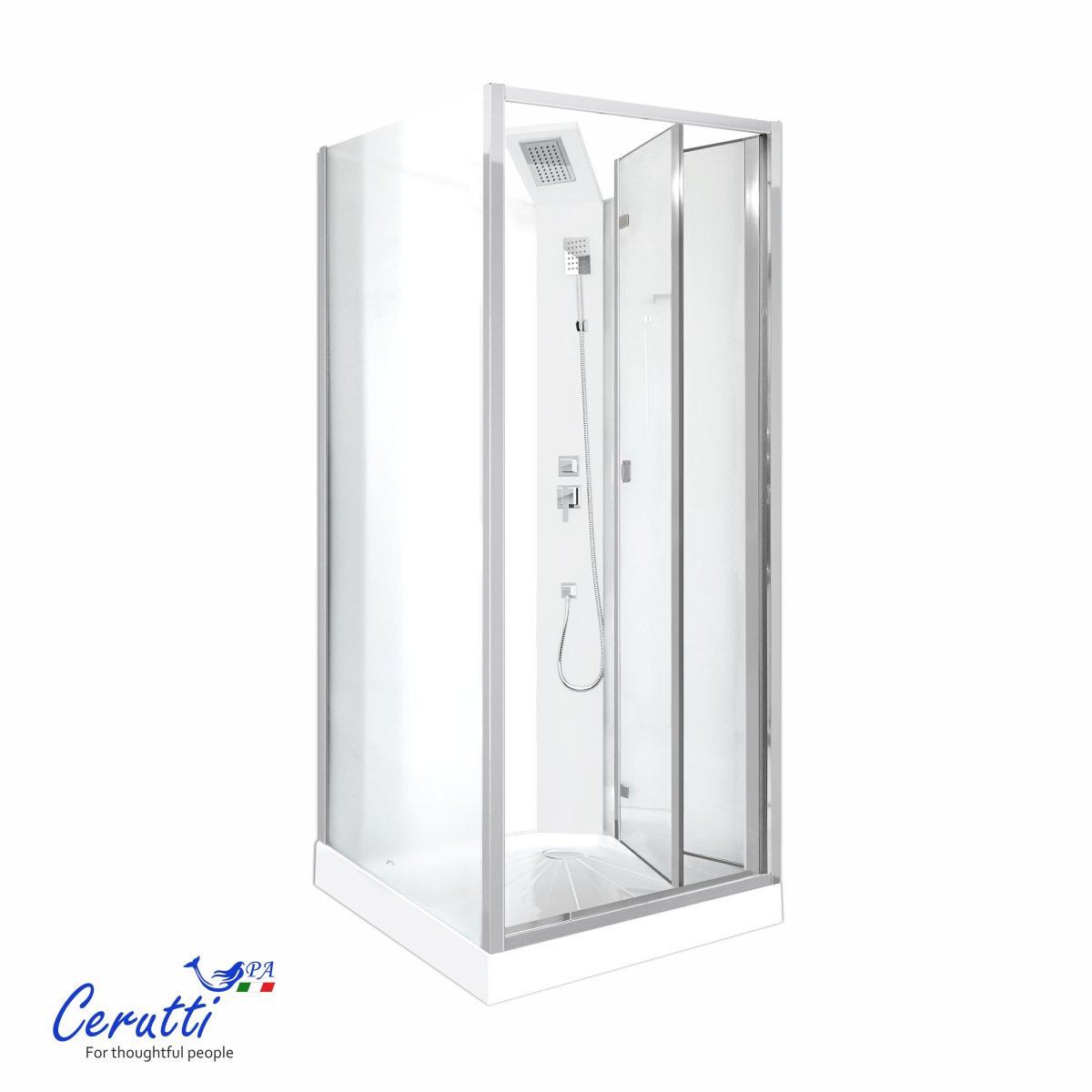 Душевая кабина Ceruttispa BELLA 90F (90x90x215-225) тропический душ, угловая, без крыши