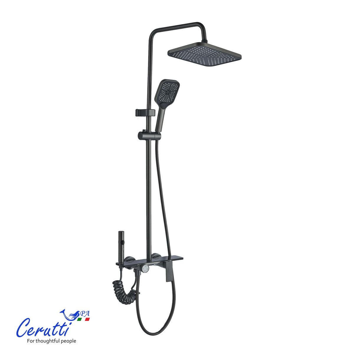 Душевая стойка Ceruttispa NANNI верхний, ручной, гигиенический душ, цвет графит, 11357